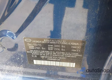 2016 Hyundai Elantra Value Edition from USA, damaged, VIN 5NPDH4AE9GH796997